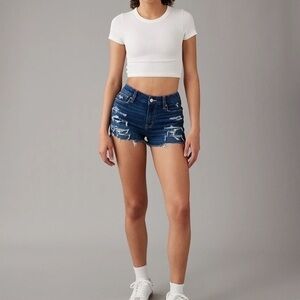 New American Eagle Highrise Shortie Stretch Jean Shorts